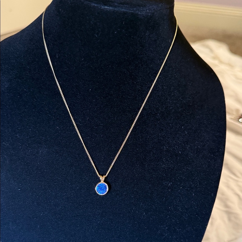 Revlon‎ Gold Pendant Necklace with Blue Cabochon